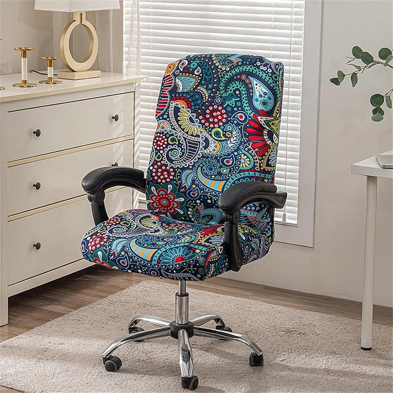 NILUOH Stretch Office Computer Chair Cover with Zipper, Rotating Boss Chair Slipcovers, Soft Chair Cover for Dorm Desk Chair, Soft Fit Universal Removable Spandex - Image 2